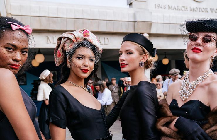 Four glamourous women at the Goodwood Revival 