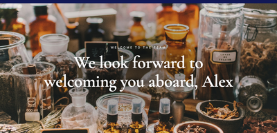 The job offer welcome page in a heritage employer's branding - we look forward to welcoming you aboard