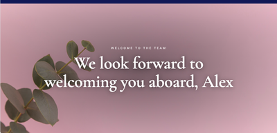 The job offer welcome page in a wellbeing employer's branding - we look forward to welcoming you aboard