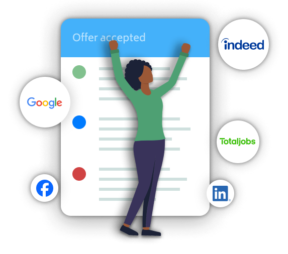 image shows person celebrating because a job offer has been accepted