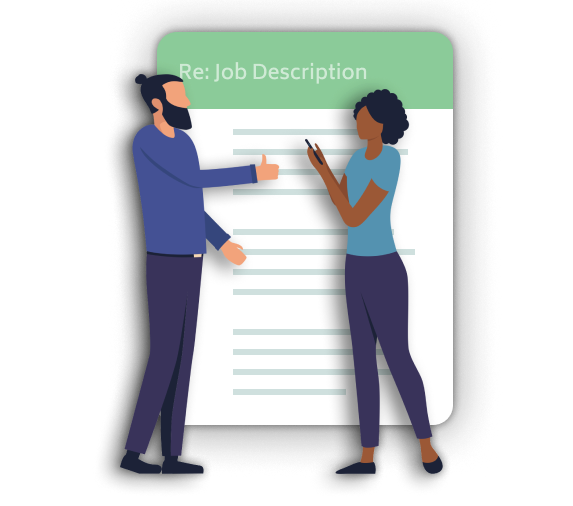 image shows colleague giving the thumbs up to a job description